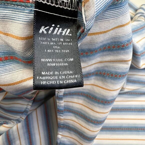Kühl Shirt Men's White Stripe Button Down Short Sleeve Shirt Size Extra Large - Picture 13 of 14